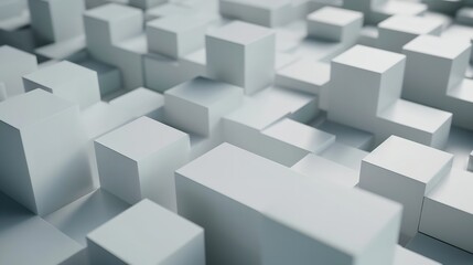 Fototapeta na wymiar Random Shifted White Cube Boxes Block Background