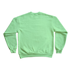 Blank Long Sleeve Sweatshirt Color Mint Back View Template Mockup on Transparent Background