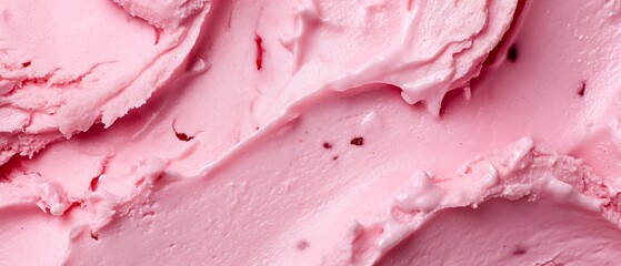 Strawberry flavor gelato - full frame background banner detail. Close up of a surface texture of strawberry Ice cream - obrazy, fototapety, plakaty