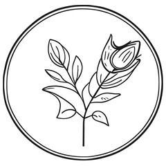 black and white icon with leaves