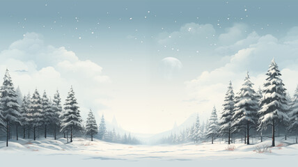 Fototapeta na wymiar Minimalistic Winter Forest, snow, natural beauty