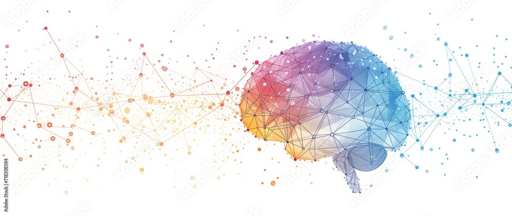 Fototapete a diagram of a brain isolated and colored, in the style of multifaceted geometry Generative AI