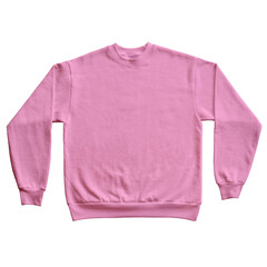 Blank Long Sleeve Sweatshirt Color Pink Front View Template Mockup on Transparent Background