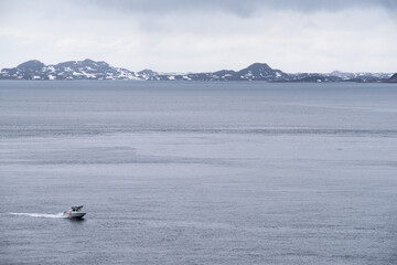 Winter landscape photo of the vast ocean, in Greenland