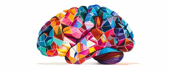 the brain is represented by a colourful geometric pattern Generative AI
