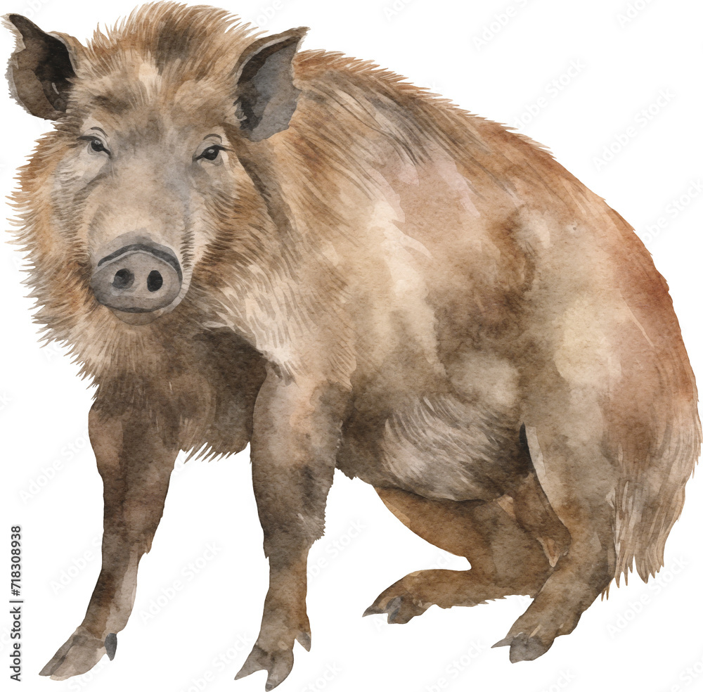 Aufkleber Boar watercolor created with Generative AI technology