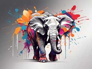 Ephemeral Fusion: A Vibrant Tapestry of Abstract Majesty, Unveiling the Perfect Elephant's Artistic Essence Illustration