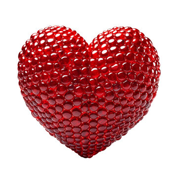 Red heart made of small red glass balls