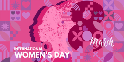 8 March. International Women's Day, vector illustration, card, banner,  - obrazy, fototapety, plakaty