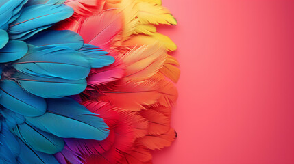 Fototapeta premium Bird feathers in rainbow colours, background image
