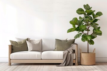 Green modern living room with sofa. Generative ai