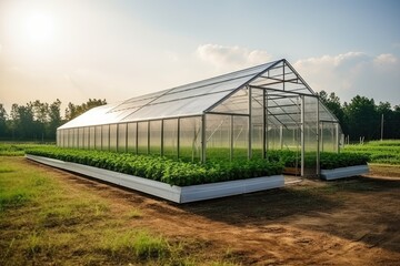Modern, industrial greenhouse for growing vegetables and herbs. Argoproduction