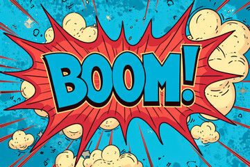 Obraz premium Vivid comic book style explosion with BOOM! text, vibrant and energetic