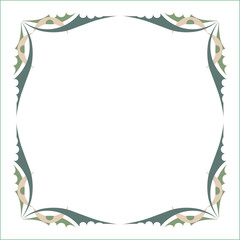 Fototapeta na wymiar Green ornamental frame with dragons stylized. Dragon wings frame, fantasy green corners. Fairy tail decoration, book decoration.