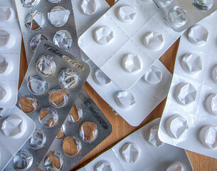 Medical silver pill blasters, Close-up, background