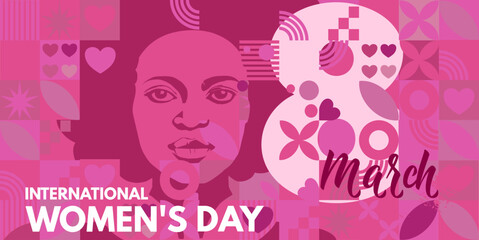  8 March. International Women's Day, vector illustration, card, banner,