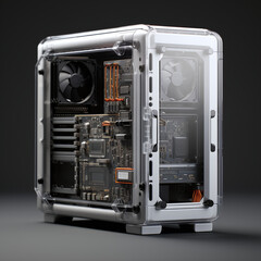 Computer casing on a black background