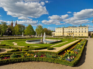 Bialystok, Poland  May 3, 2023: Branicki Palace and park in Bialystok, Poland