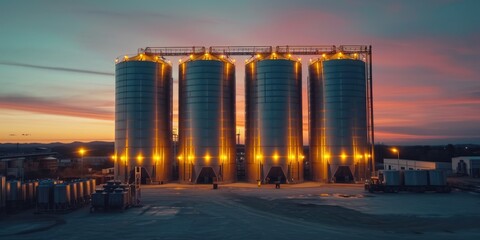 Grain silos and structure in industry - obrazy, fototapety, plakaty