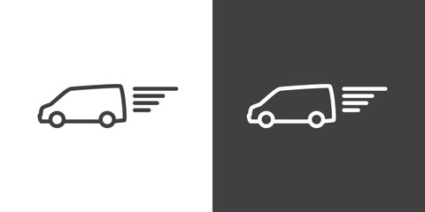 Simple delivery vector icon. Logistic shipping, Express delivery, Fast shipping truck, Delivery icon vector illustration in simple black style symbol sign for apps and website.
