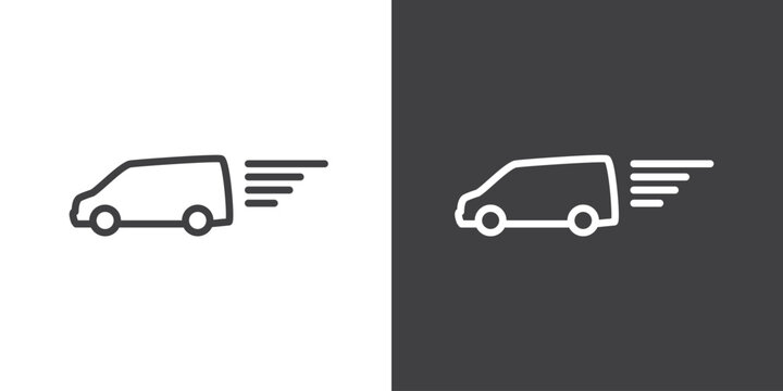 Simple delivery vector icon. Logistic shipping, Express delivery, Fast shipping truck, Delivery icon vector illustration in simple black style symbol sign for apps and website.