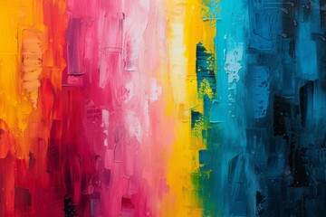 Abstract painting representing LGBTQ+ themes, with bold strokes and vibrant colors blending seamlessly