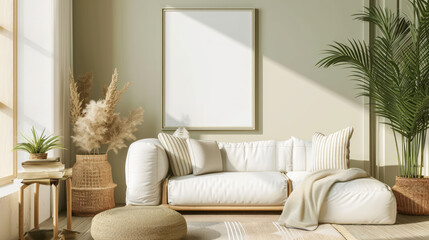 Modern home interior background, wall mockup, 3d render . Generative Ai