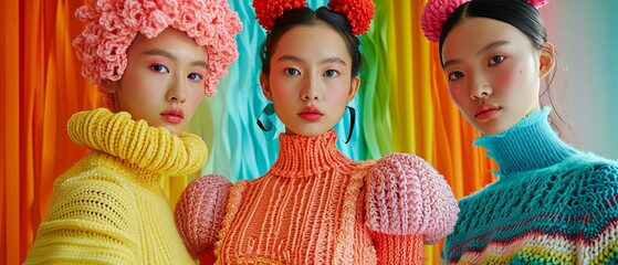 knitted funky dresses, look book on a fashion model