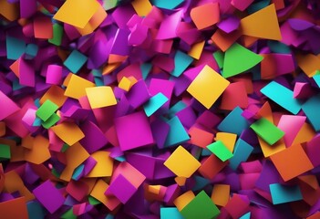 Abstract 3d colorful shapes animated background Pink purple yellow green and blue pieces