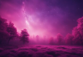 Fototapeta na wymiar Atmospheric Galaxy Panorama Contemporary Pink and Purple Wallpaper Neon purple night sky