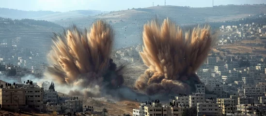 Foto op Plexiglas War in the Middle East, carpet bombing of civilians and residential areas, Arabs, Israel, Iran, USA © Gizmo