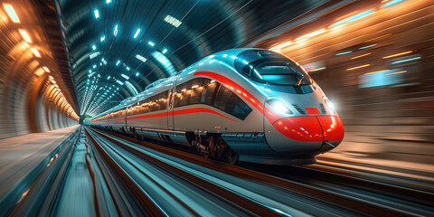 Fototapeta premium high speed rail with motion blur