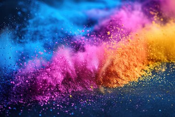 Fototapeta premium The burst of colored powder during an Indian Holi festival