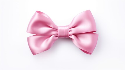  a close up of a pink bow on top of a white background with a clipping path to the bottom of the bow.