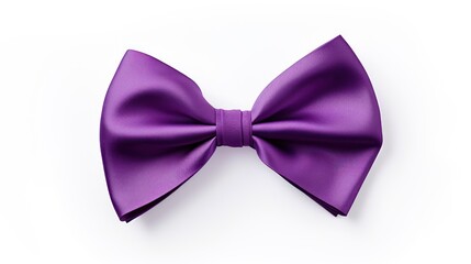 a close up of a purple bow tie on a white background with a clipping path to the top of the bow.