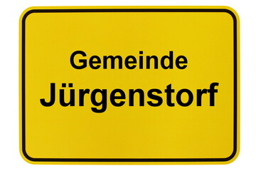 Illustration eines Ortsschildes der Gemeinde Jürgenstorf in Mecklenburg-Vorpommern