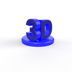 dark blue 3d logo on white background. 3d illustration dark blue platform and 3d logo