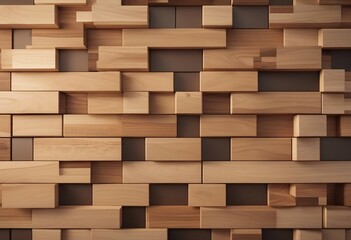 Timber Wood Wall background with tiles 3D tile Wallpaper with Soft sheen Square blocks