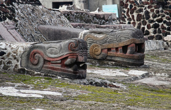 Fototapeta The ruins of the Great Pyramid (or Templo Mayor) the main temple of Tenochtitlan (now Mexico City), capital of the Aztec empire