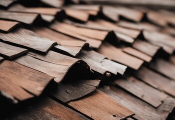 Wood shake shingle old decaying roof closeup - obrazy, fototapety, plakaty