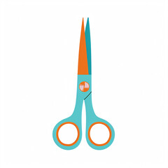 Flat simple 2D preschool scissors, flat color, minimalistic isolated on white background