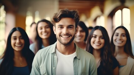 Obraz premium Diverse Group of University Students Getting Ready for Scholarship Education Generative AI