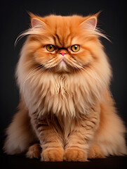 Studio photography of a scottish fold longhair cat on colored backgrounds