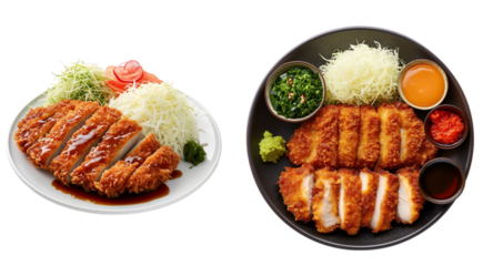 Japanese food Tonkatsu pork fried in 3d png transparent using for presentation. Created using generative AI.
