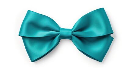  a close up of a blue bow on a white background with a clipping path to the top of the bow.