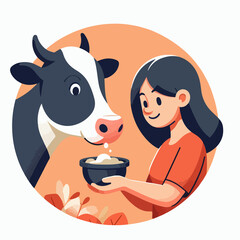 girl and cow