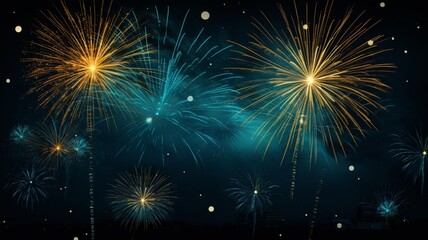 Happy new year celebration night sky fireworks image ____3450