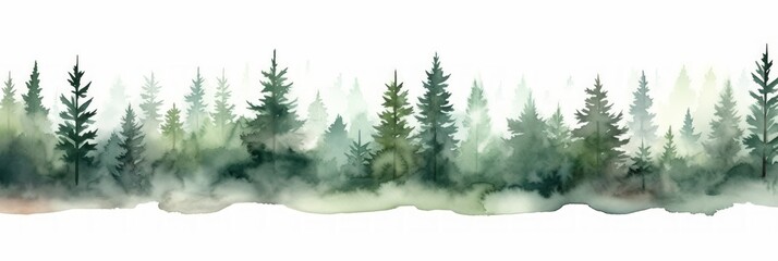 Watercolor Rowan Tree Line on White Background Generative AI - obrazy, fototapety, plakaty