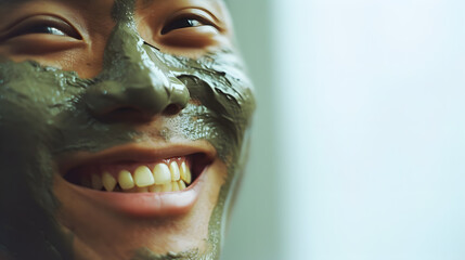 portrait of a afro american male model with care foam on the face