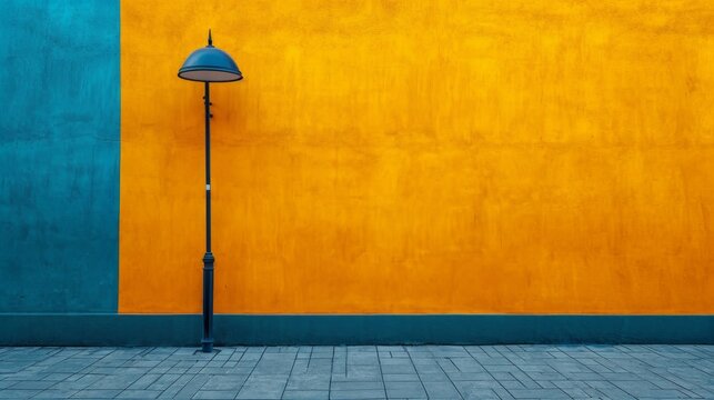 minimalist vivid advertisment background with handsome street clener and copy space